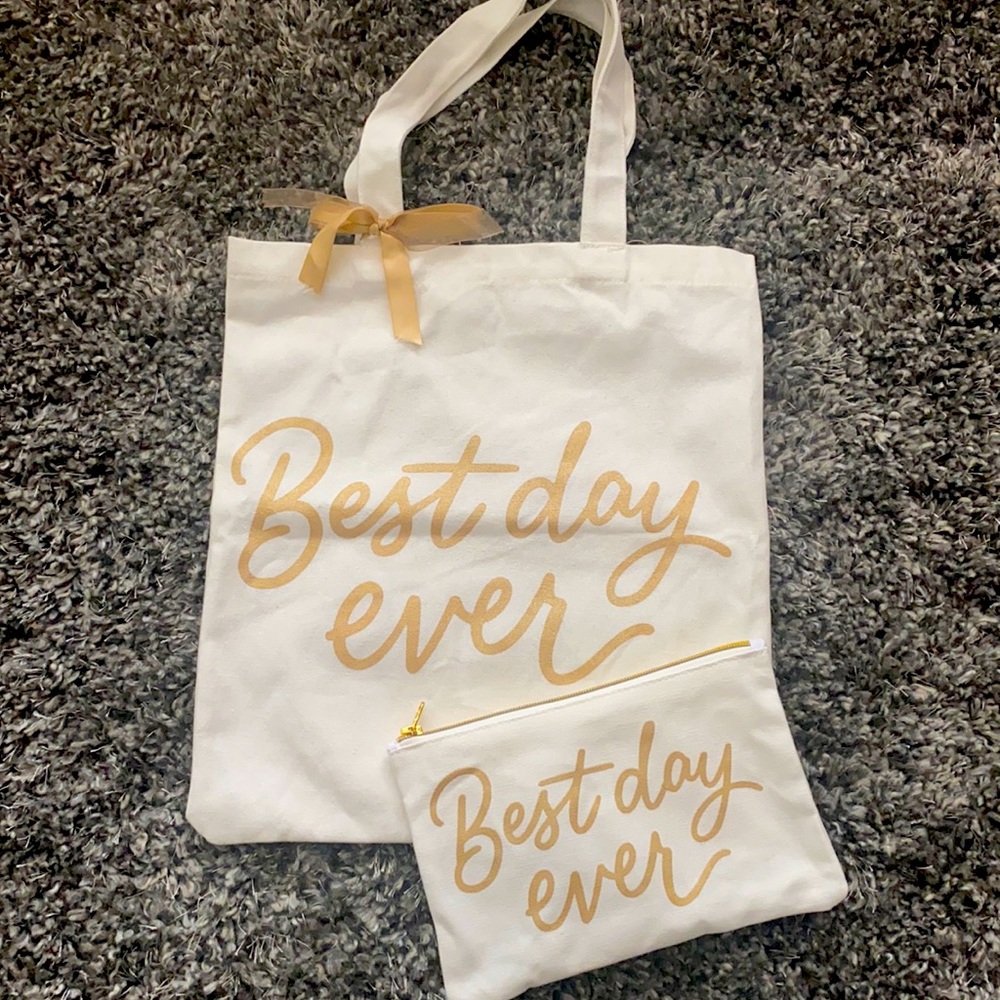 Best day ever tote bag and cosmetic bag